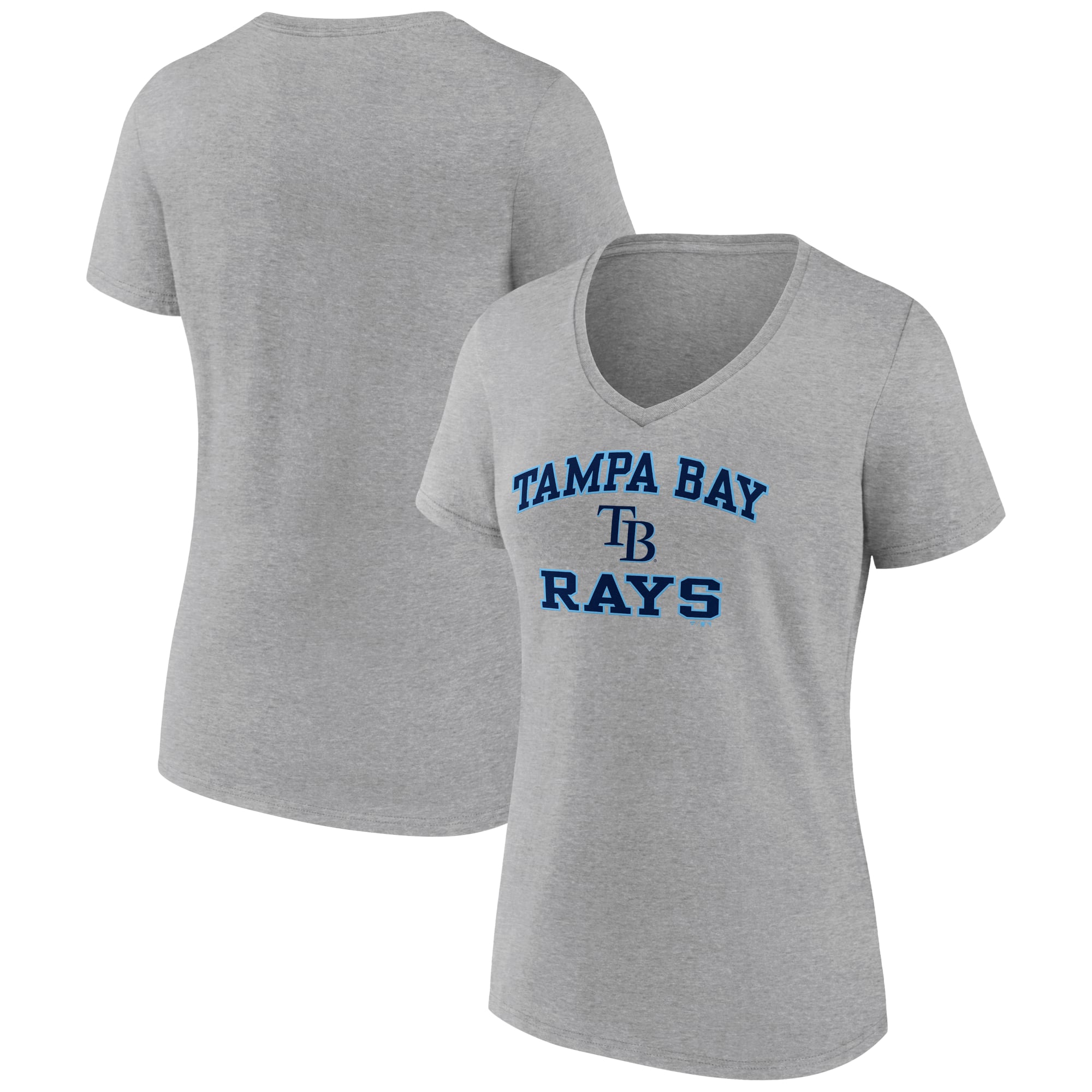 Women's Gray Tampa Bay Rays Heart and Soul V-Neck T-Shirt