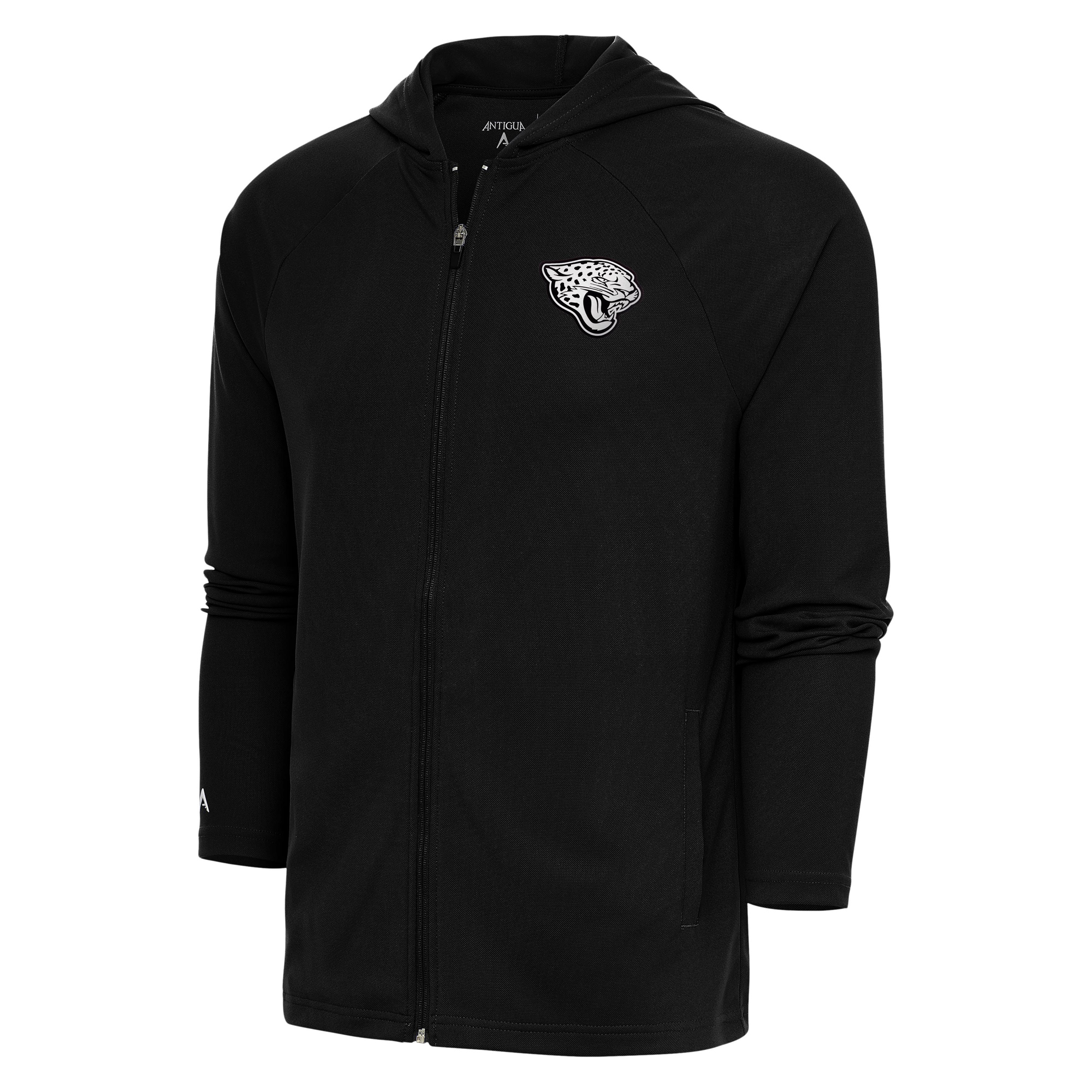 Men's Antigua Black Jacksonville Jaguars Metallic Logo Legacy Full-Zip Hoodie