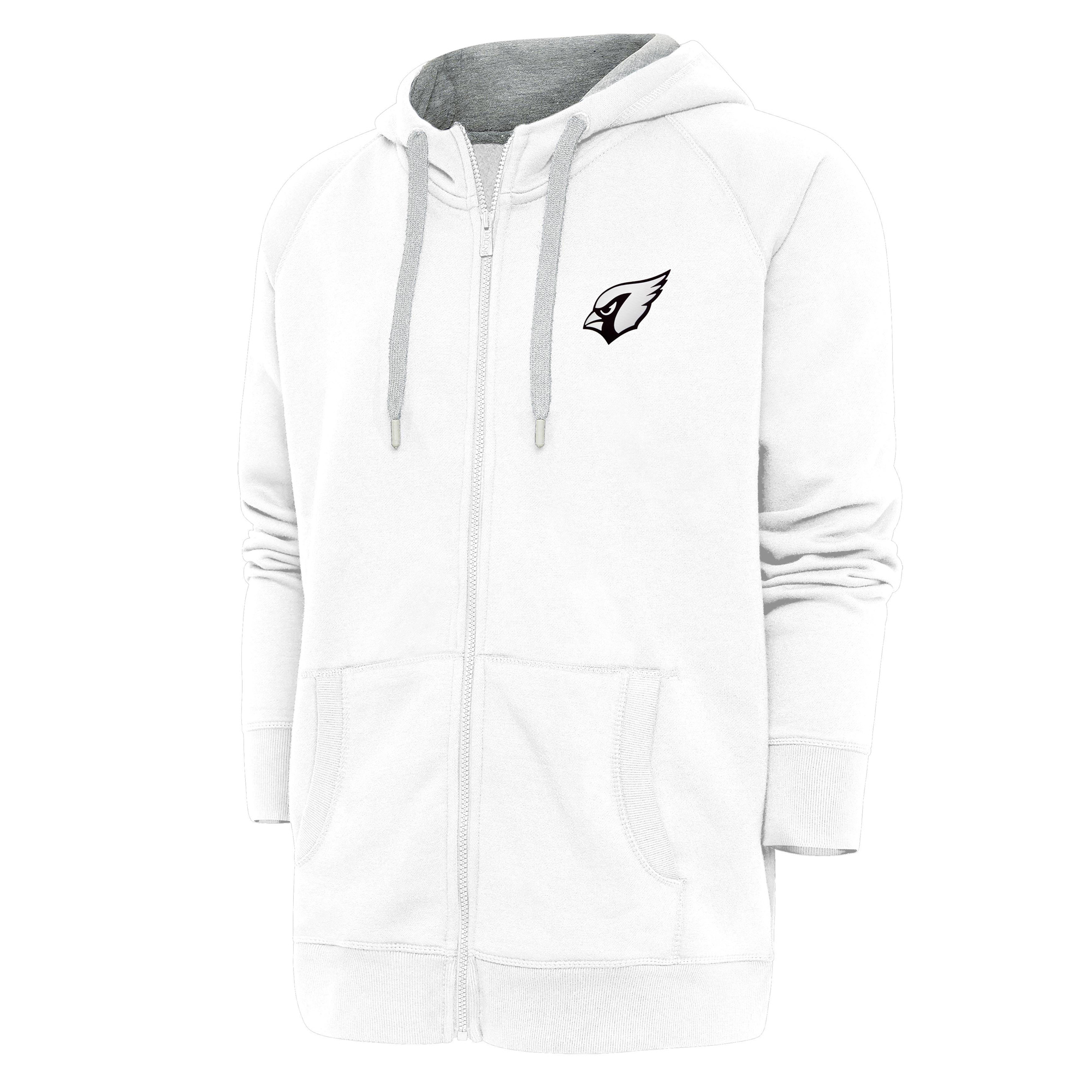Men's Antigua White Arizona Cardinals Metallic Logo Victory Full-Zip Hoodie