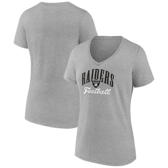 Women's Heather Gray Las Vegas Raiders Victory Script V-Neck T-Shirt
