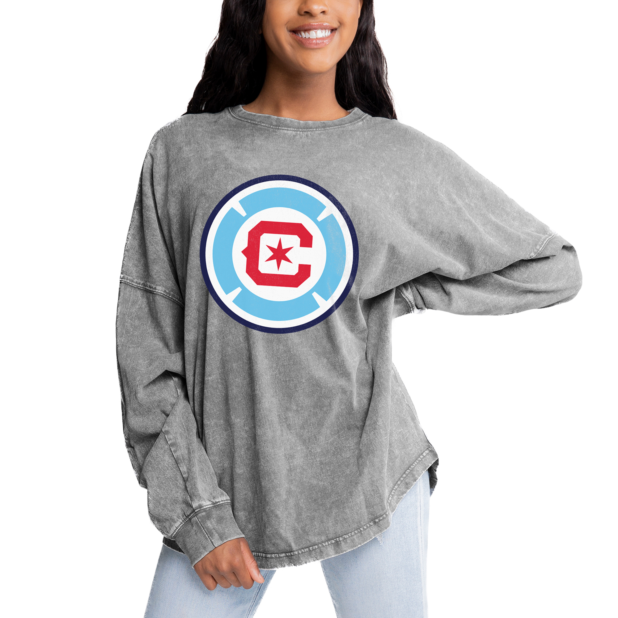 Women's Gameday Couture Gray Chicago Fire Faded Wash Pullover Sweatshirt