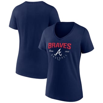 Women's Navy Atlanta Braves Live For It Team V-Neck T-Shirt