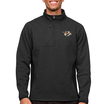 Men's Antigua Heather Black Nashville Predators Course Quarter-Zip Pullover Top
