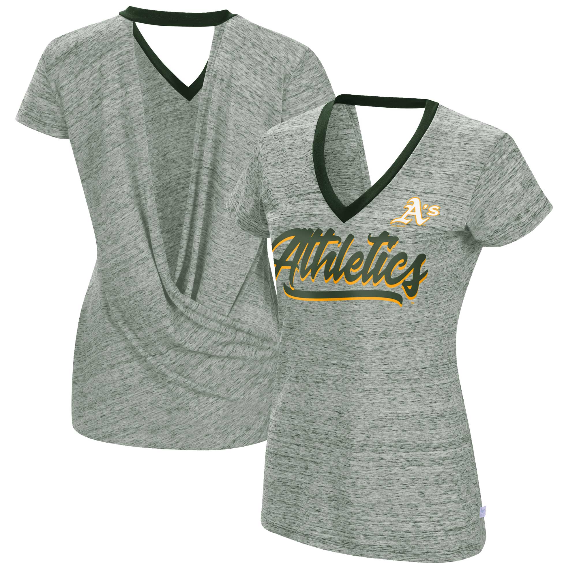 Women’s Touch Green Athletics Halftime Back Wrap Top V-Neck T-Shirt Women’s Touch Green Athletics Halftime Back Wrap Top V-Neck T-Shirt