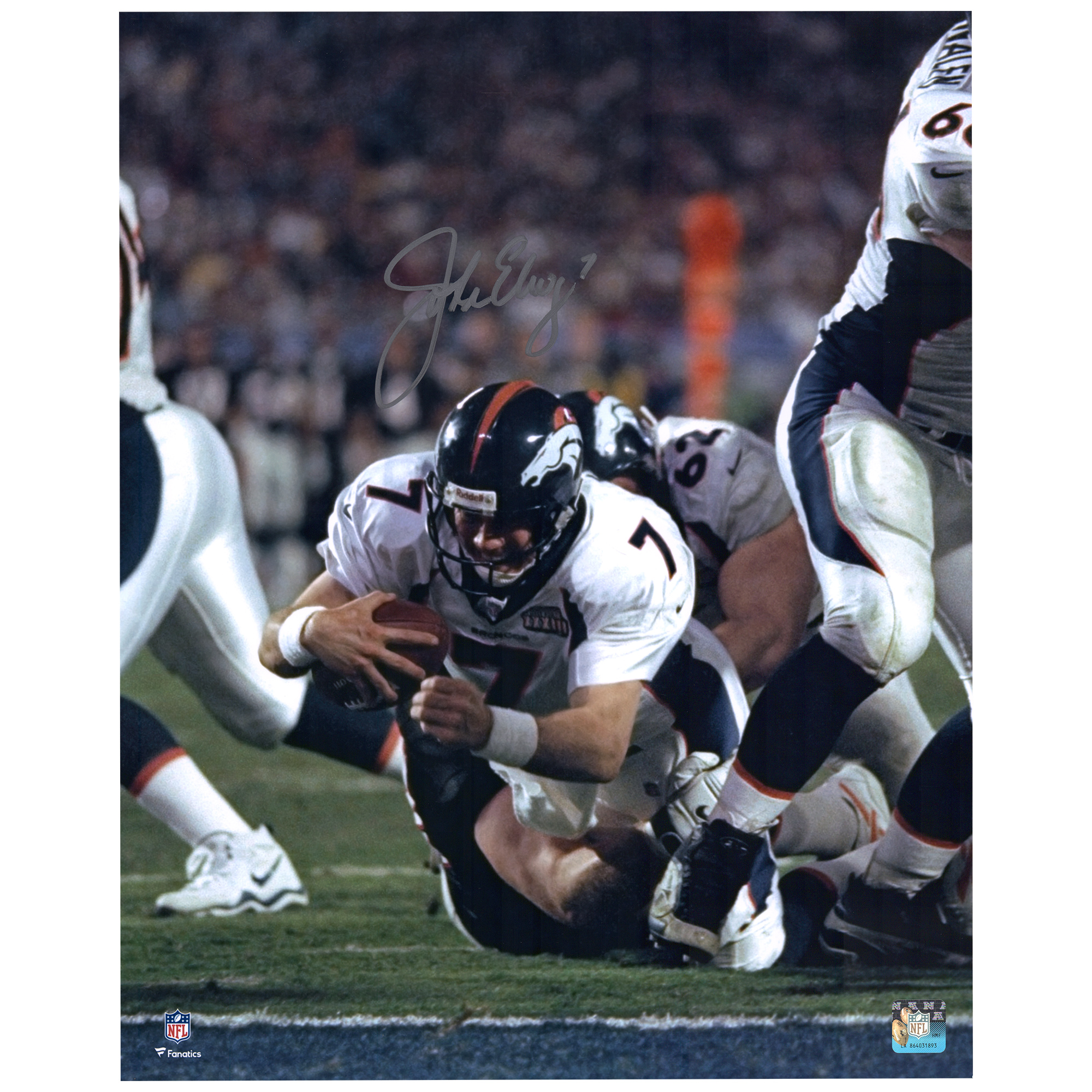 John Elway Denver Broncos Autographed 16" x 20" Diving Photograph