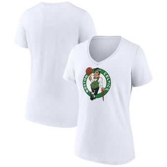 Women's White Boston Celtics Logo V-Neck T-Shirt
