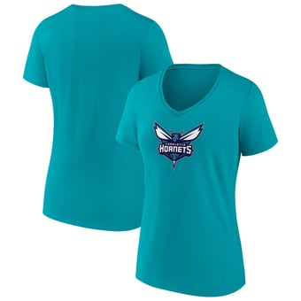 Women's Aqua Charlotte Hornets Logo V-Neck T-Shirt