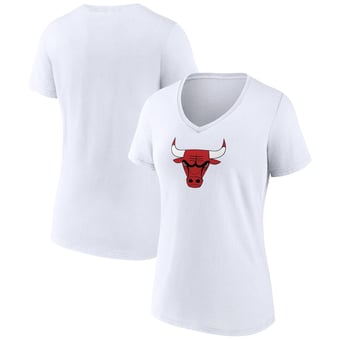 Women's White Chicago Bulls Logo V-Neck T-Shirt