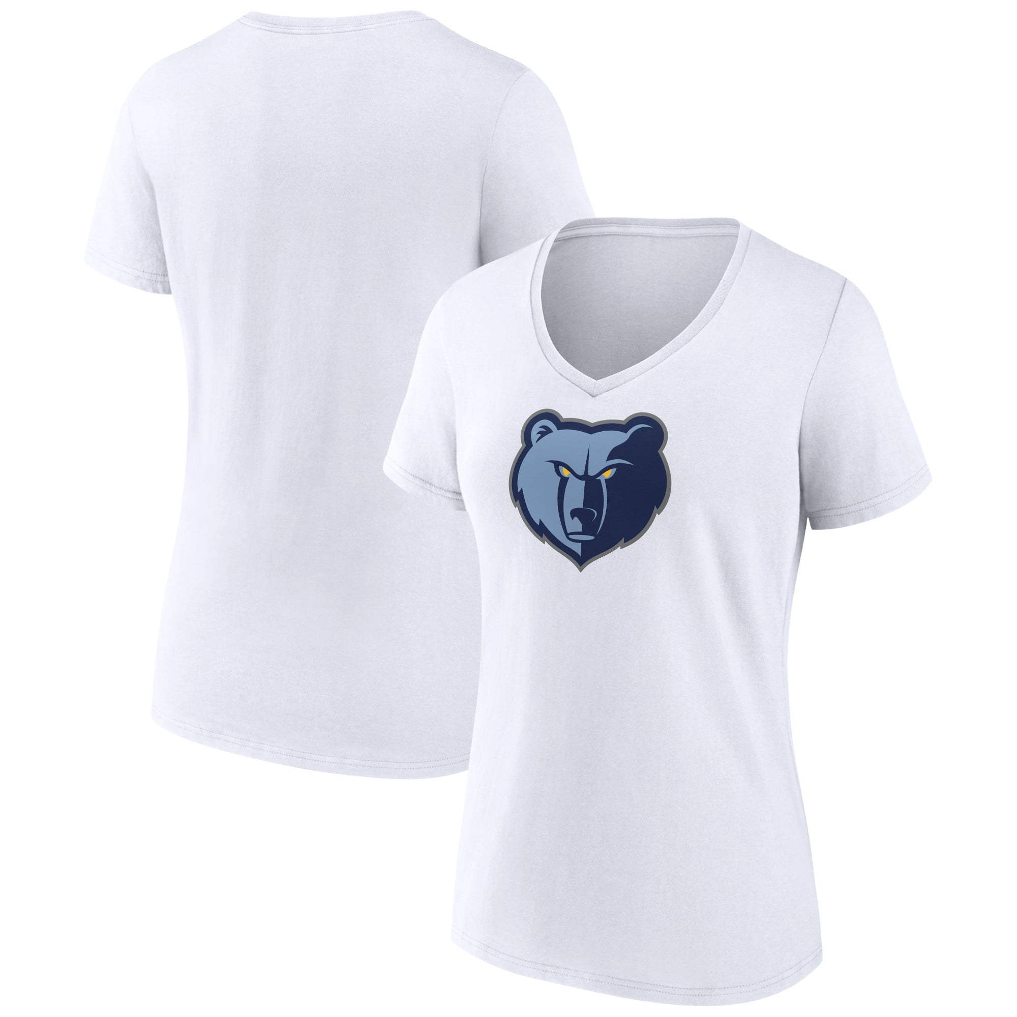 Women's White Memphis Grizzlies Logo V-Neck T-Shirt