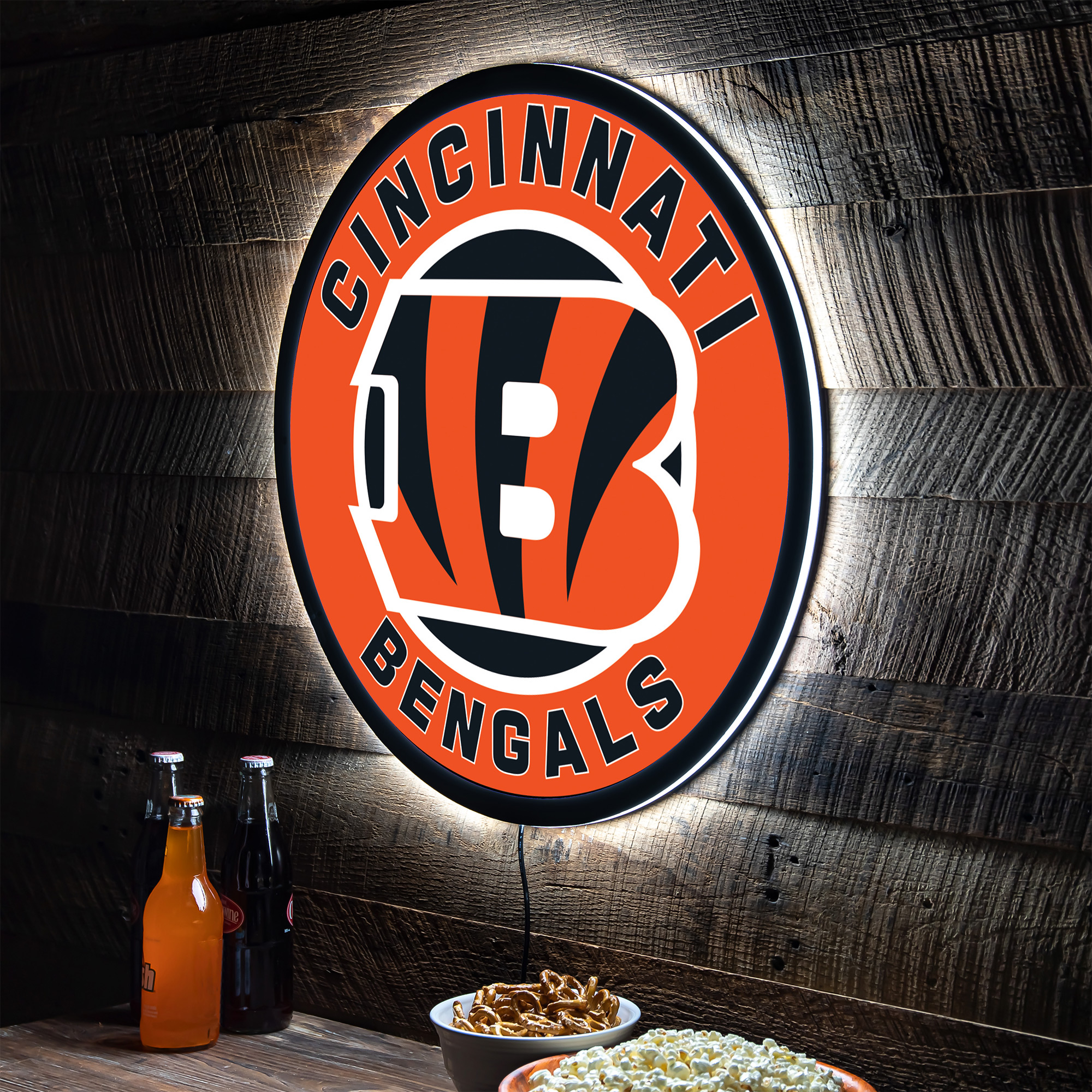 NFL Backlit Full Edge Round Wall Sign - Cincinnati Bengals