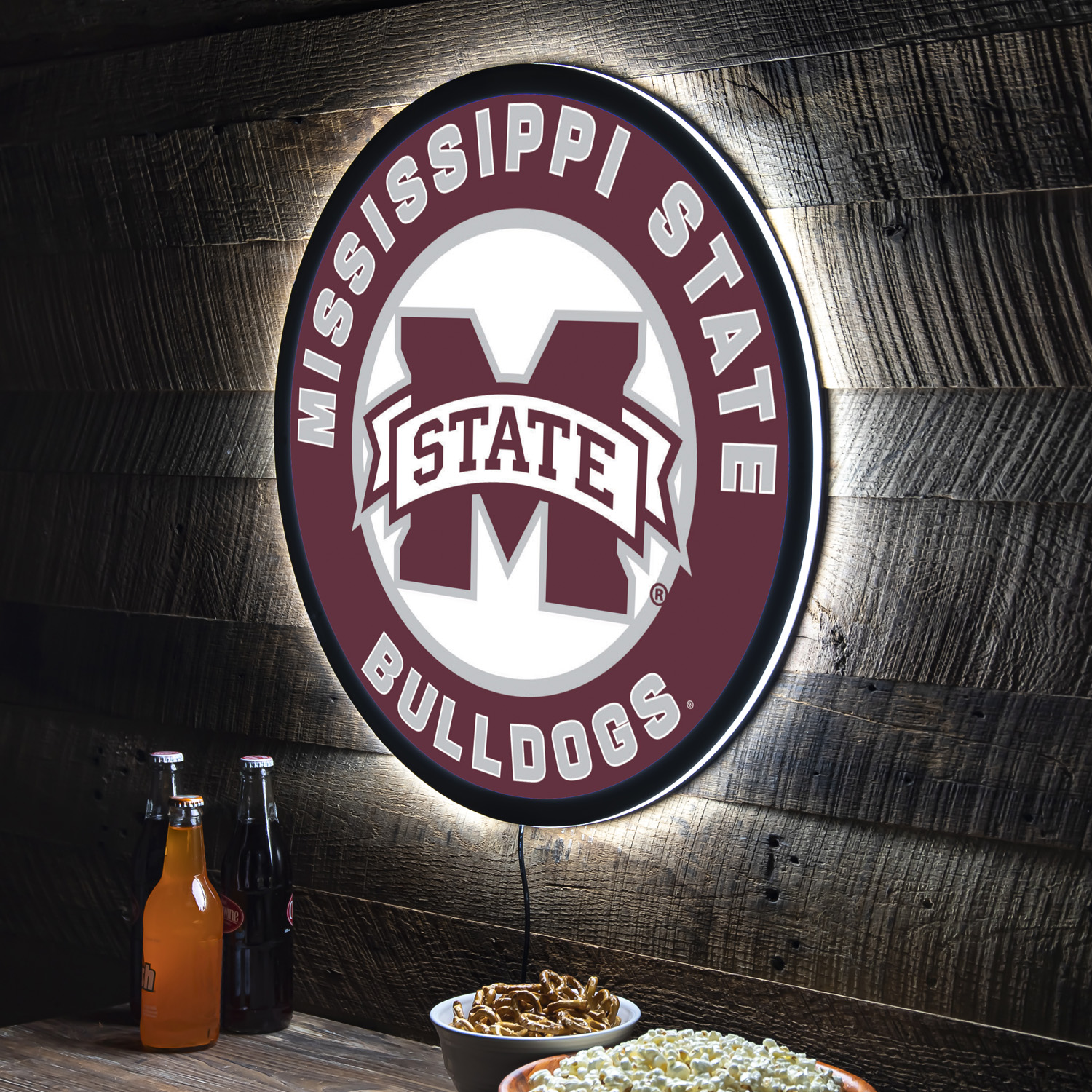 Mississippi State Bulldogs LED XL Round Wall Décor