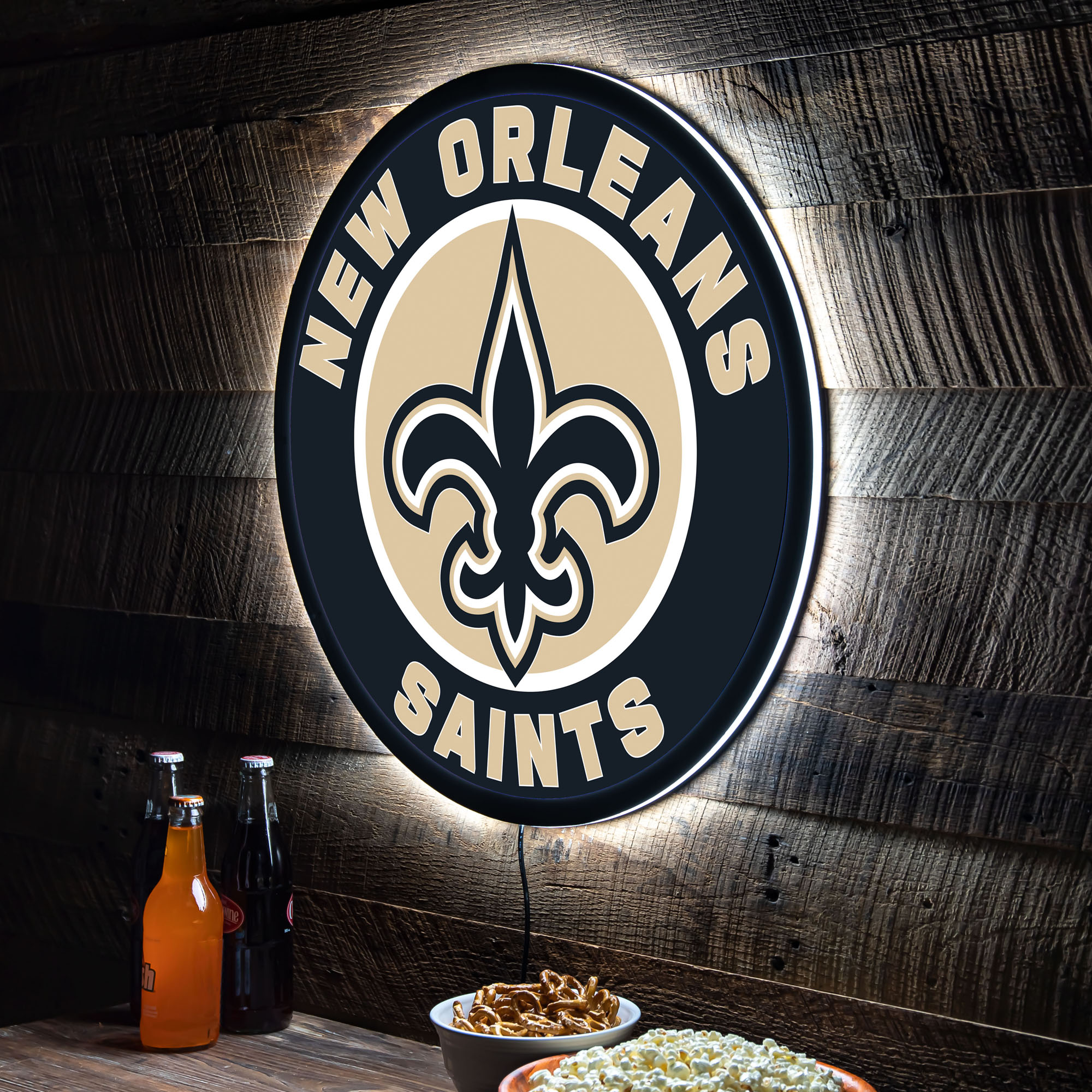 NFL Backlit Full Edge Round Wall Sign - New Orleans Saints