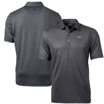 Men's Cutter & Buck Black James Madison Dukes Pike Banner Print Polo