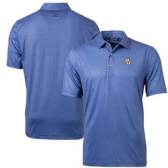 Men's Cutter & Buck Navy Marquette Golden Eagles Pike Banner Print Polo