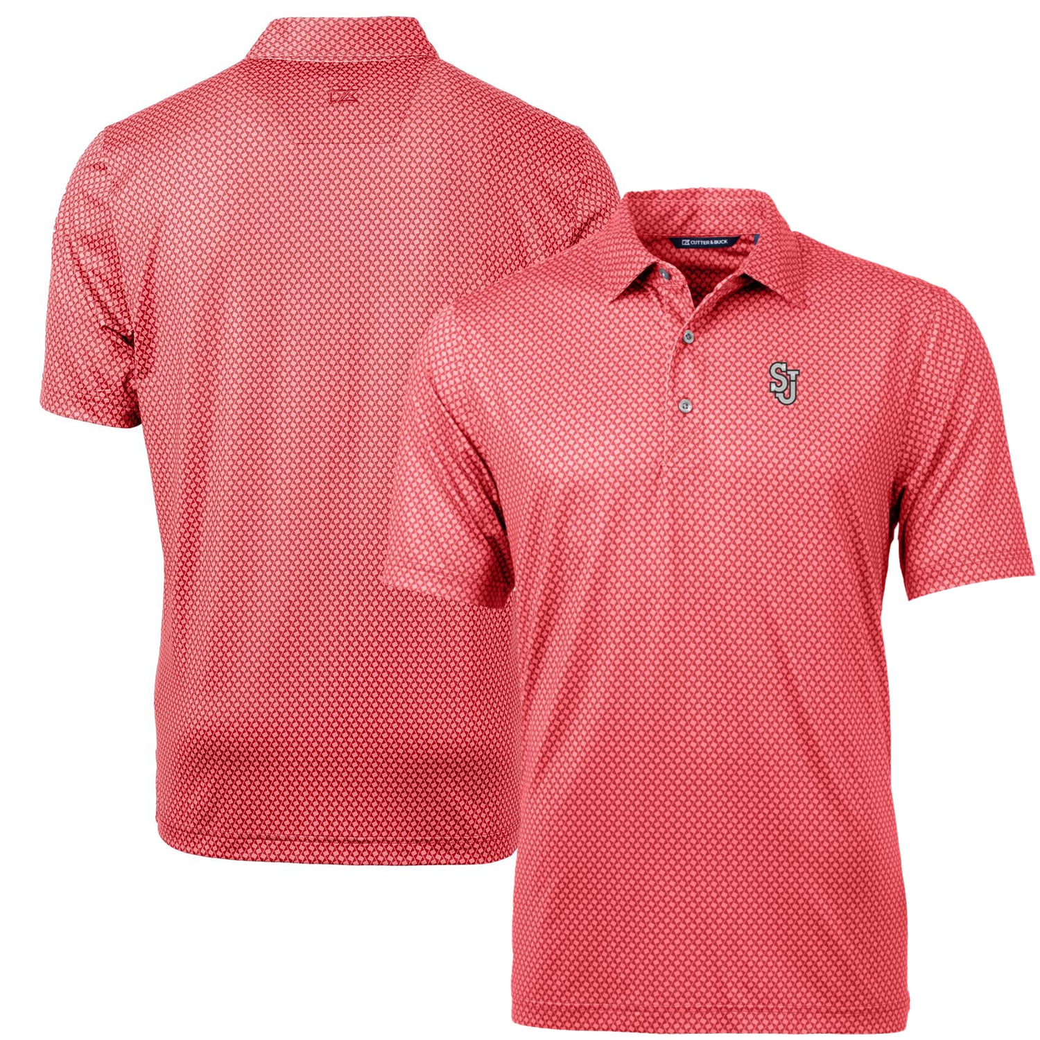 Men's Cutter & Buck Red St. John's Red Storm Pike Banner Print Polo