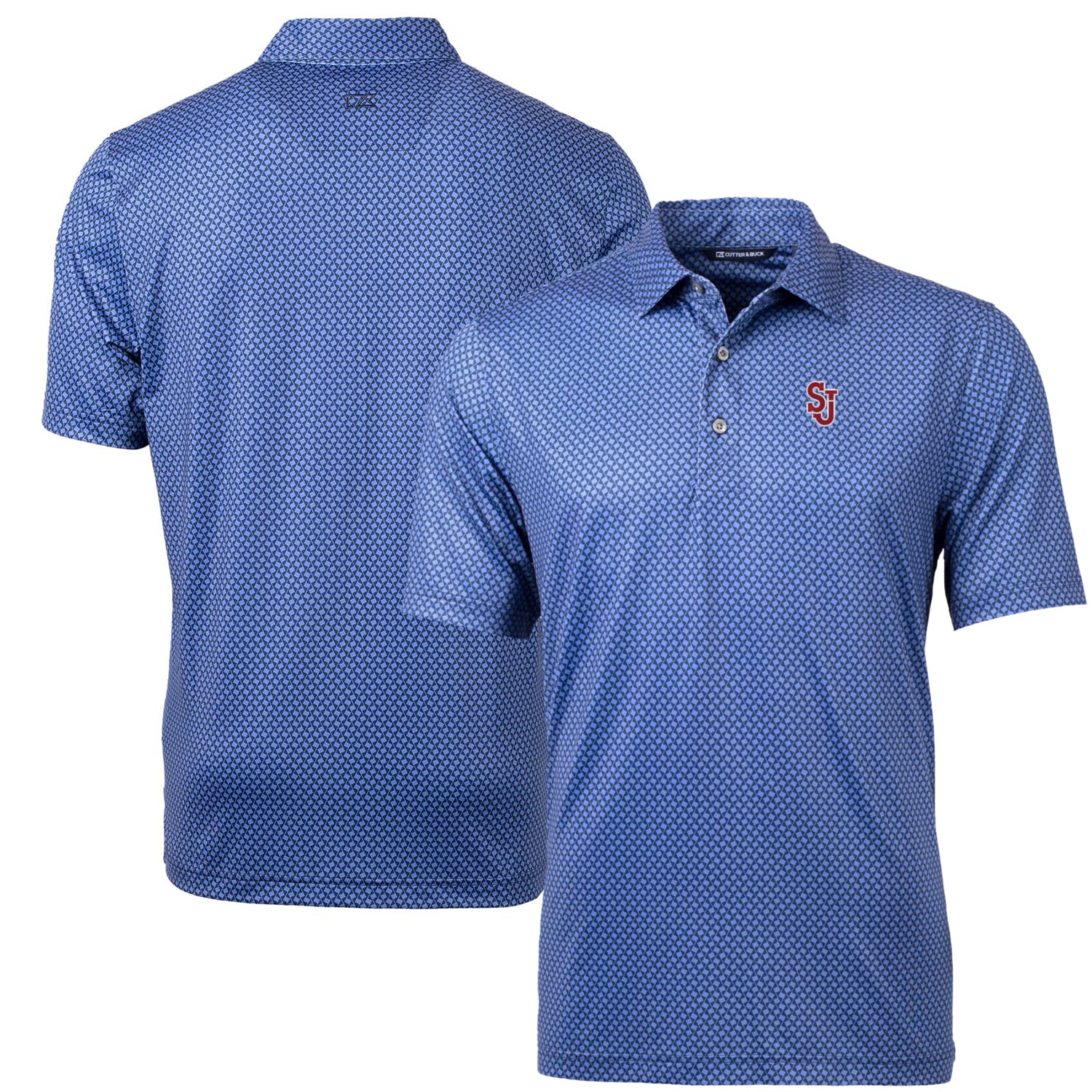 Men's Cutter & Buck Navy St. John's Red Storm Pike Banner Print Polo