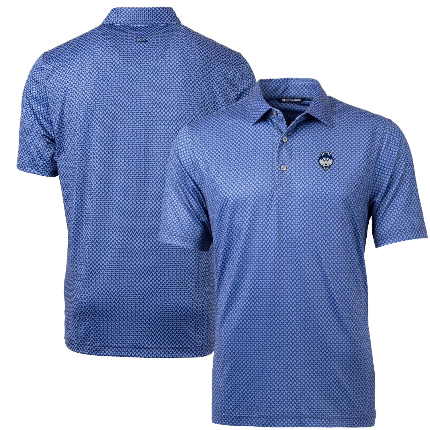 Men's Cutter & Buck Navy UConn Huskies Pike Banner Print Polo