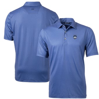 Men's Cutter & Buck Navy UConn Huskies Pike Banner Print Polo