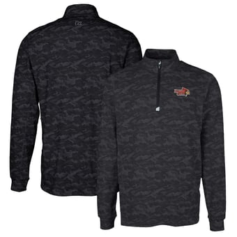 Men's Cutter & Buck Black Illinois State Redbirds Traverse Camo Print Stretch Quarter-Zip Pullover Top