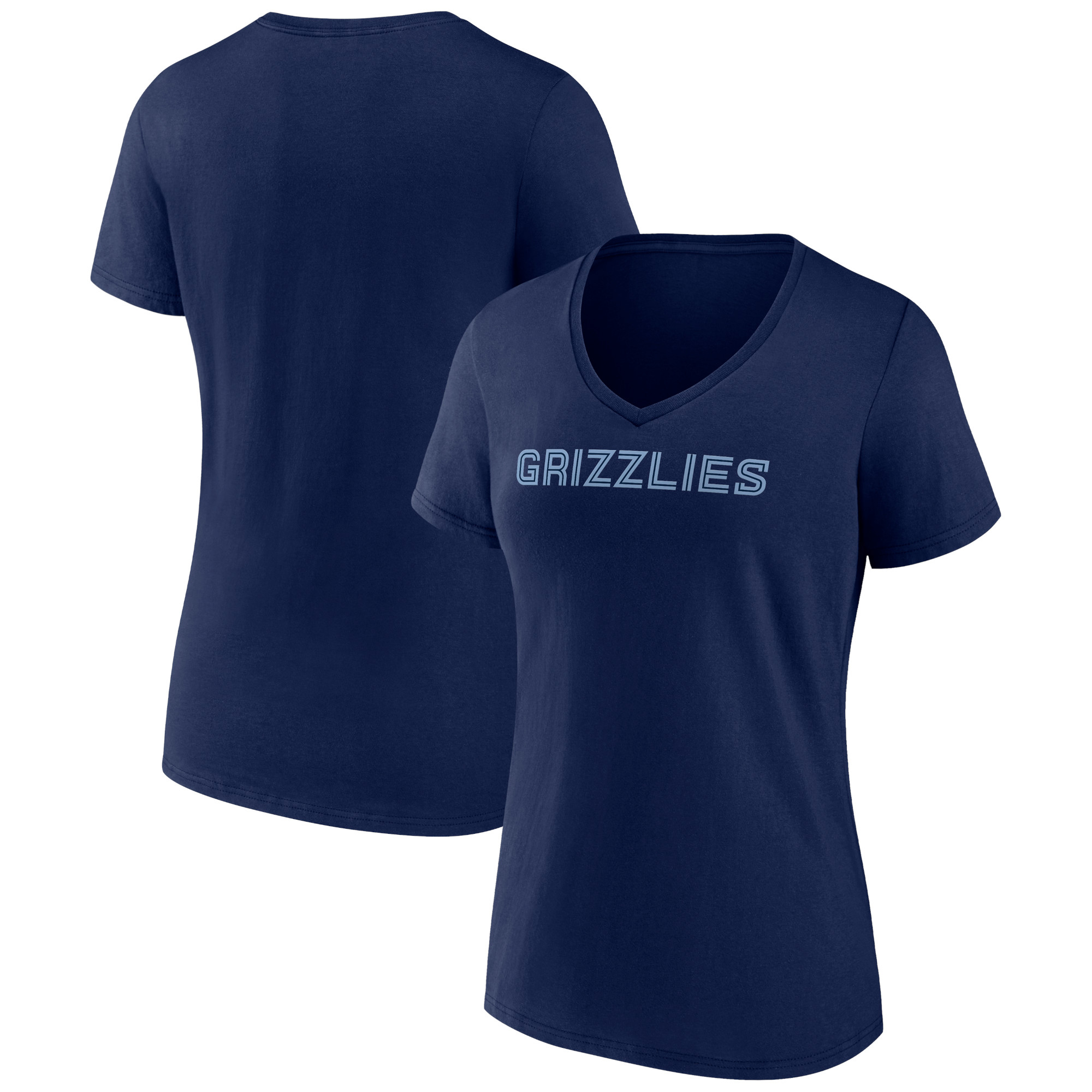 Women's Navy Memphis Grizzlies Wordmark V-Neck T-Shirt