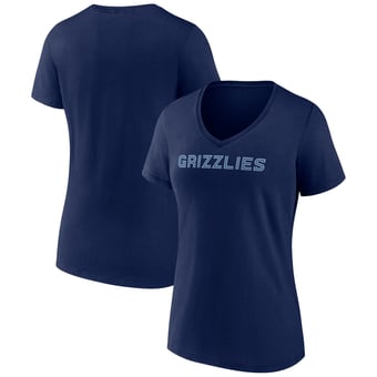 Women's Navy Memphis Grizzlies Wordmark V-Neck T-Shirt