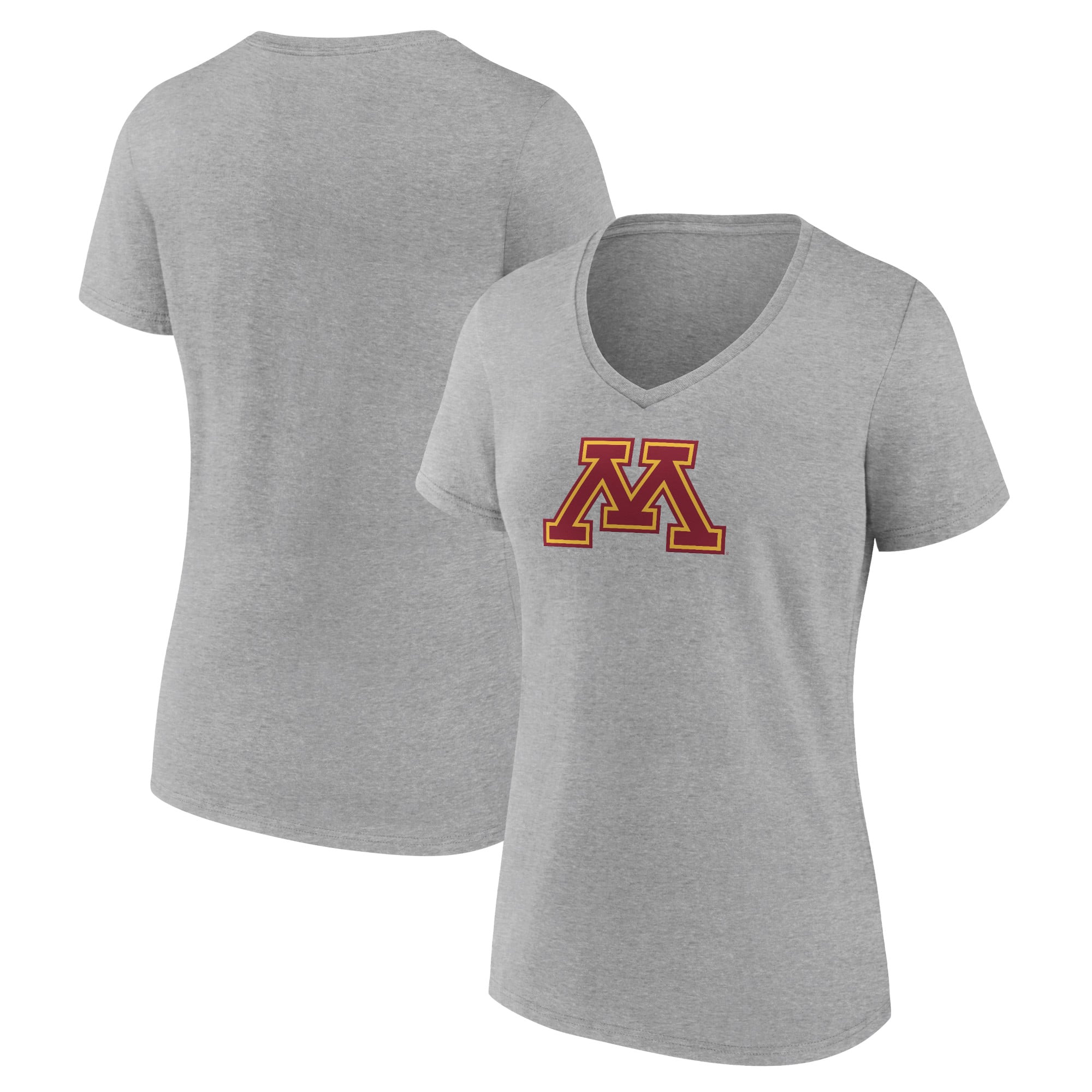 Women's Gray Minnesota Golden Gophers Team Logo V-Neck T-Shirt