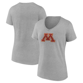 Women's Gray Minnesota Golden Gophers Team Logo V-Neck T-Shirt