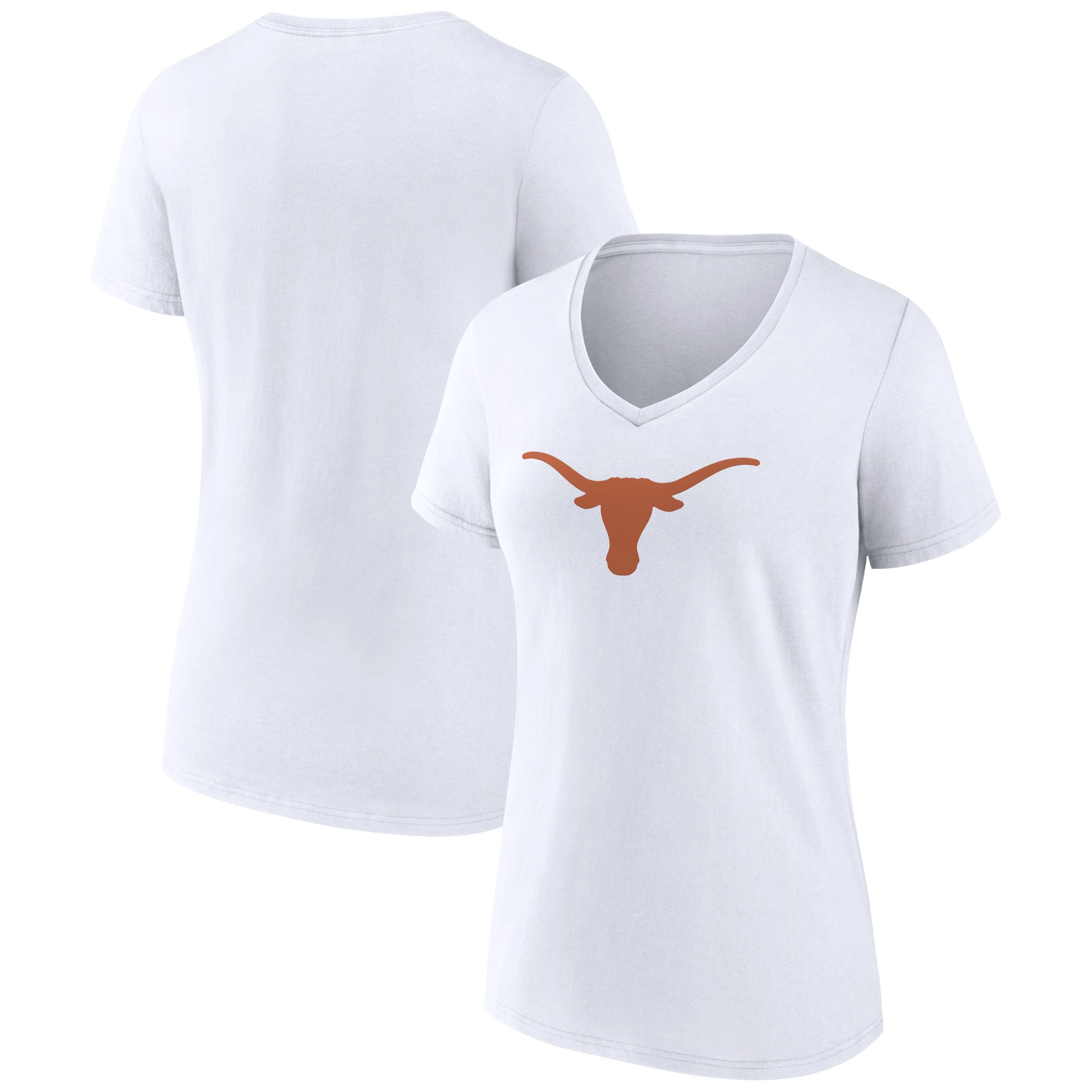 Women's White Texas Longhorns Team Logo V-Neck T-Shirt
