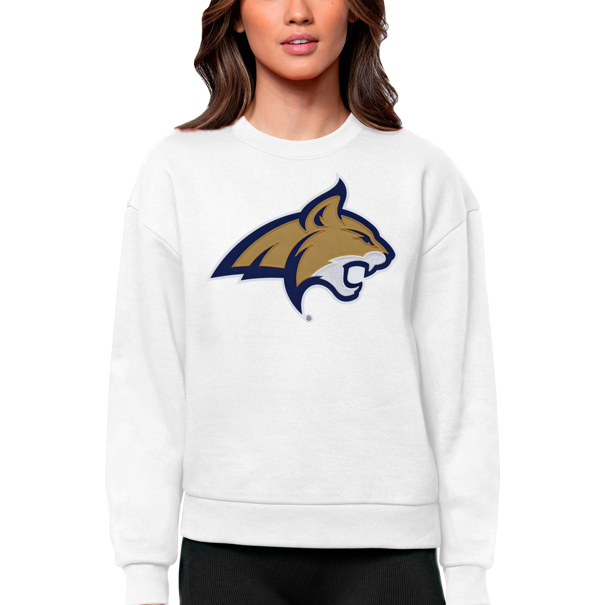 Women’s Antigua White Montana State Bobcats Victory Crewneck Pullover Sweatshirt Women’s Antigua White Montana State Bobcats Victory Crewneck Pullover Sweatshirt