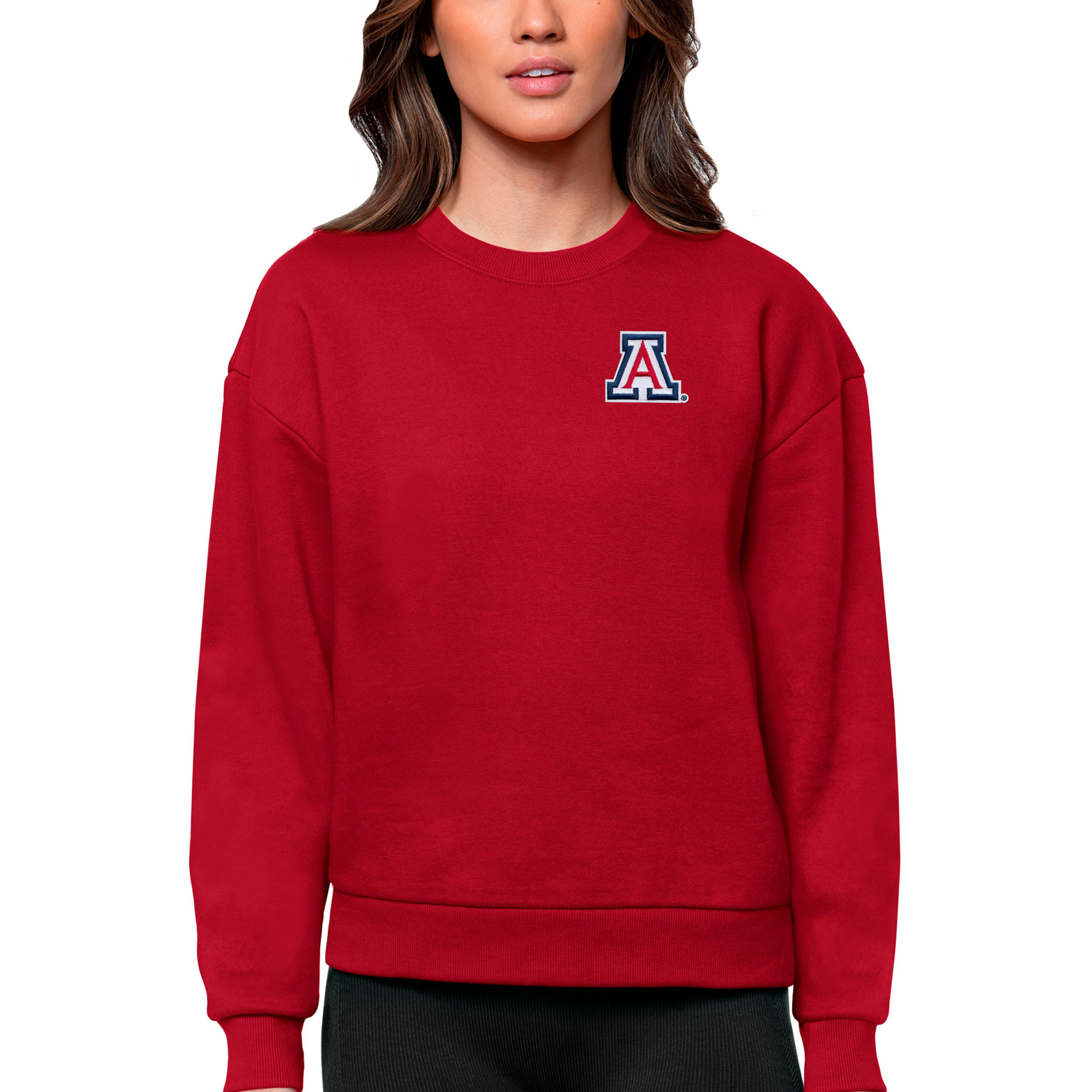 Women's Antigua Red Arizona Wildcats Logo Victory Crewneck Pullover Sweatshirt