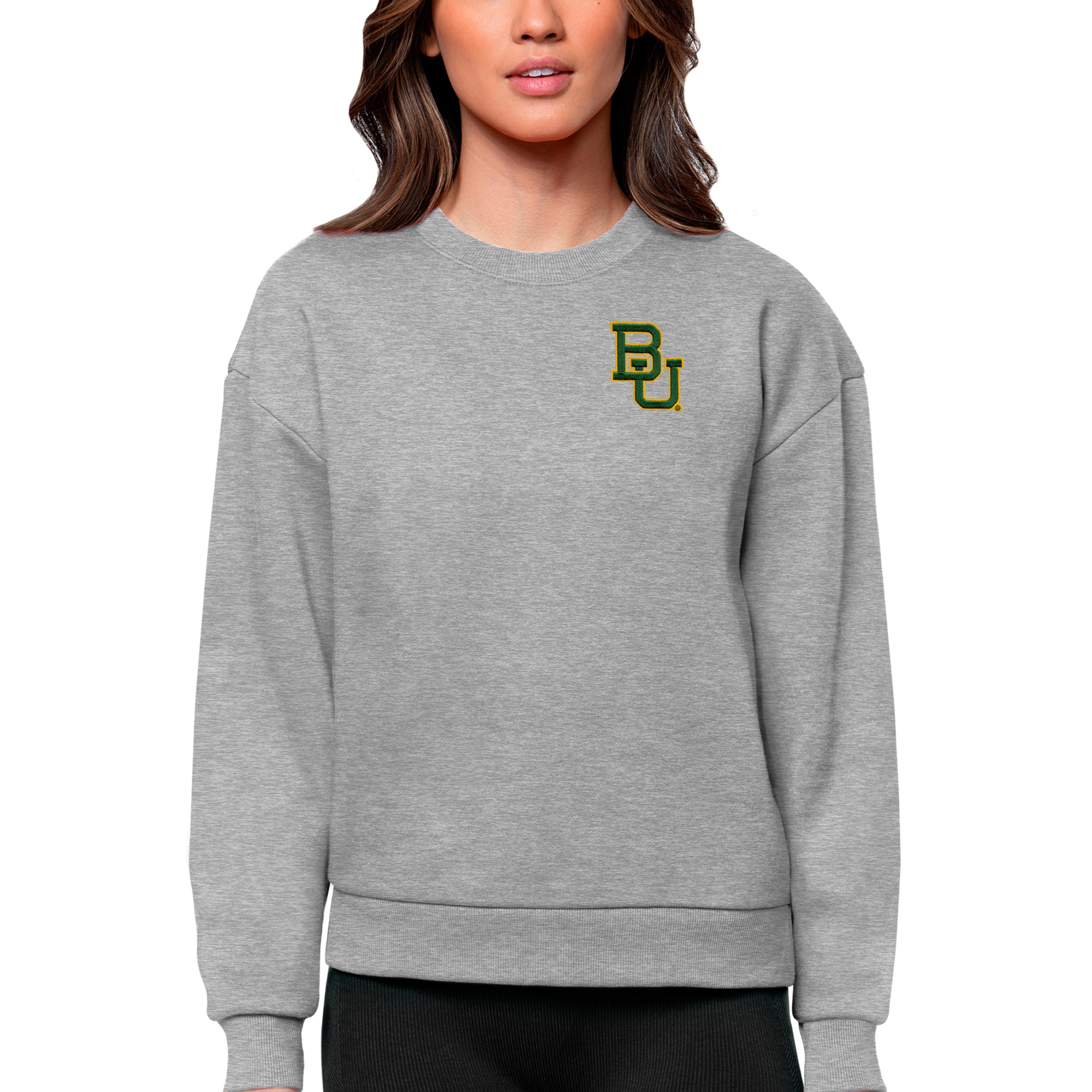 Women’s Antigua Heather Gray Baylor Bears Logo Victory Crewneck Pullover Sweatshirt Women’s Antigua Heather Gray Baylor Bears Logo Victory Crewneck Pullover Sweatshirt