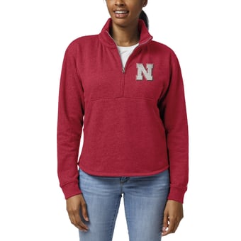 Women's League Collegiate Wear Scarlet Nebraska Huskers Victory Springs Tri-Blend Quarter-Zip Pullover Sweatshirt
