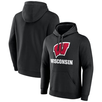 Men's Black Wisconsin Badgers Lockup Team Pullover Hoodie
