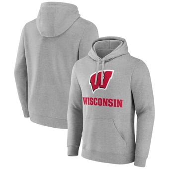 Men's Gray Wisconsin Badgers Lockup Team Pullover Hoodie