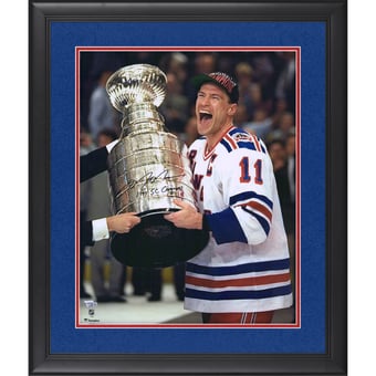 Mark Messier New York Rangers Autographed 16" x 20" Framed Receiving Stanley Cup Photograph with "94 SC Champs" Inscription