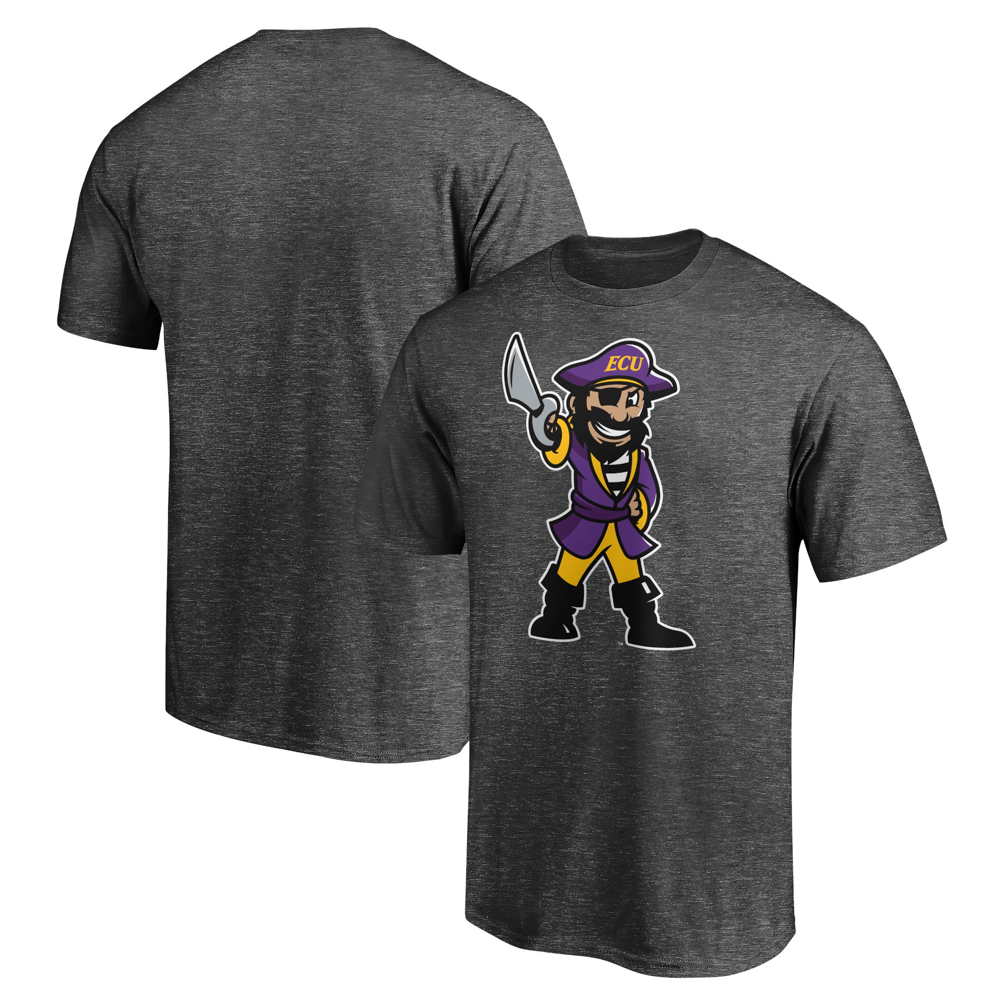 Men's Charcoal ECU Pirates Pee Dee Mark T-Shirt