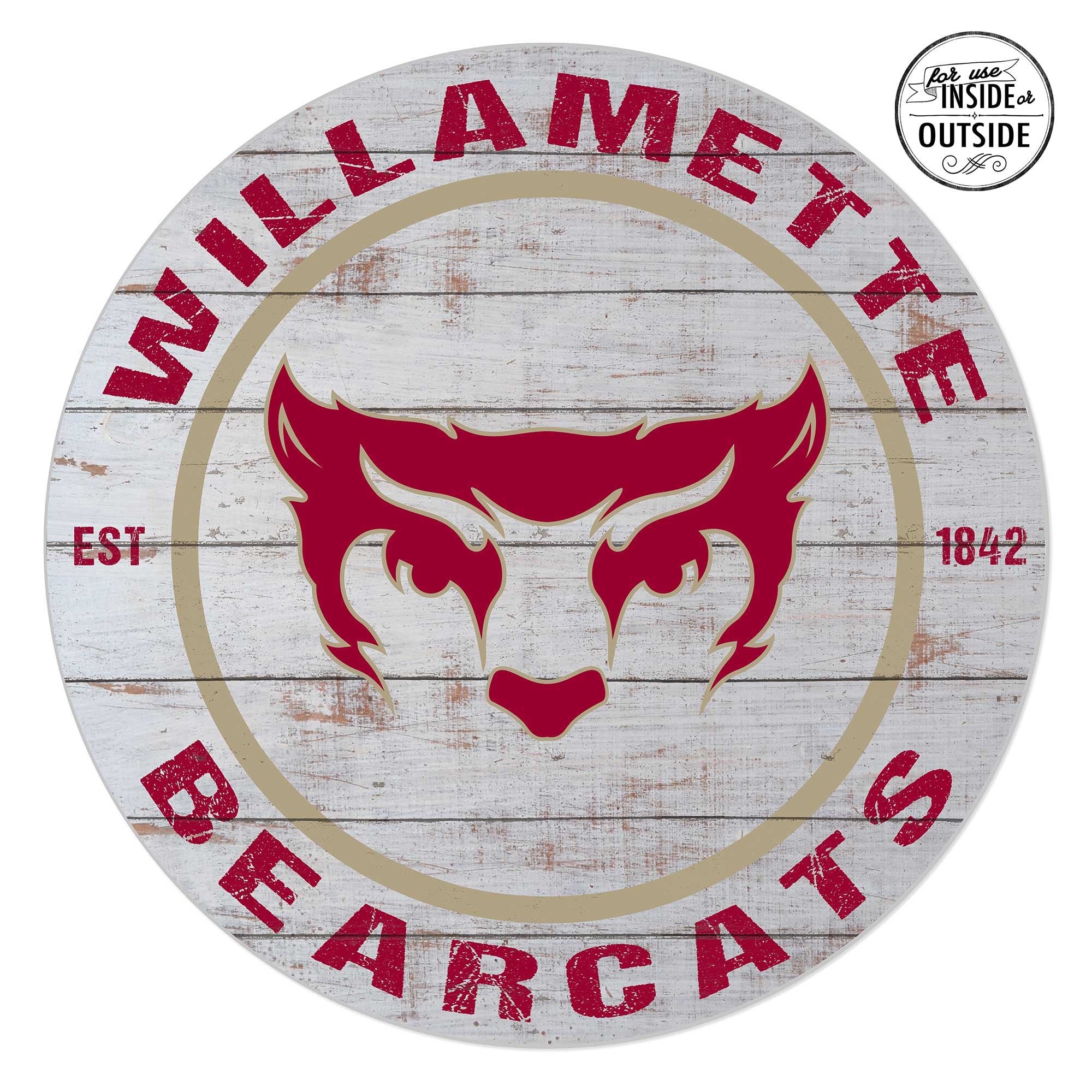 Willamette Bearcats 20'' x 20'' Indoor/Outdoor Weathered Circle Sign