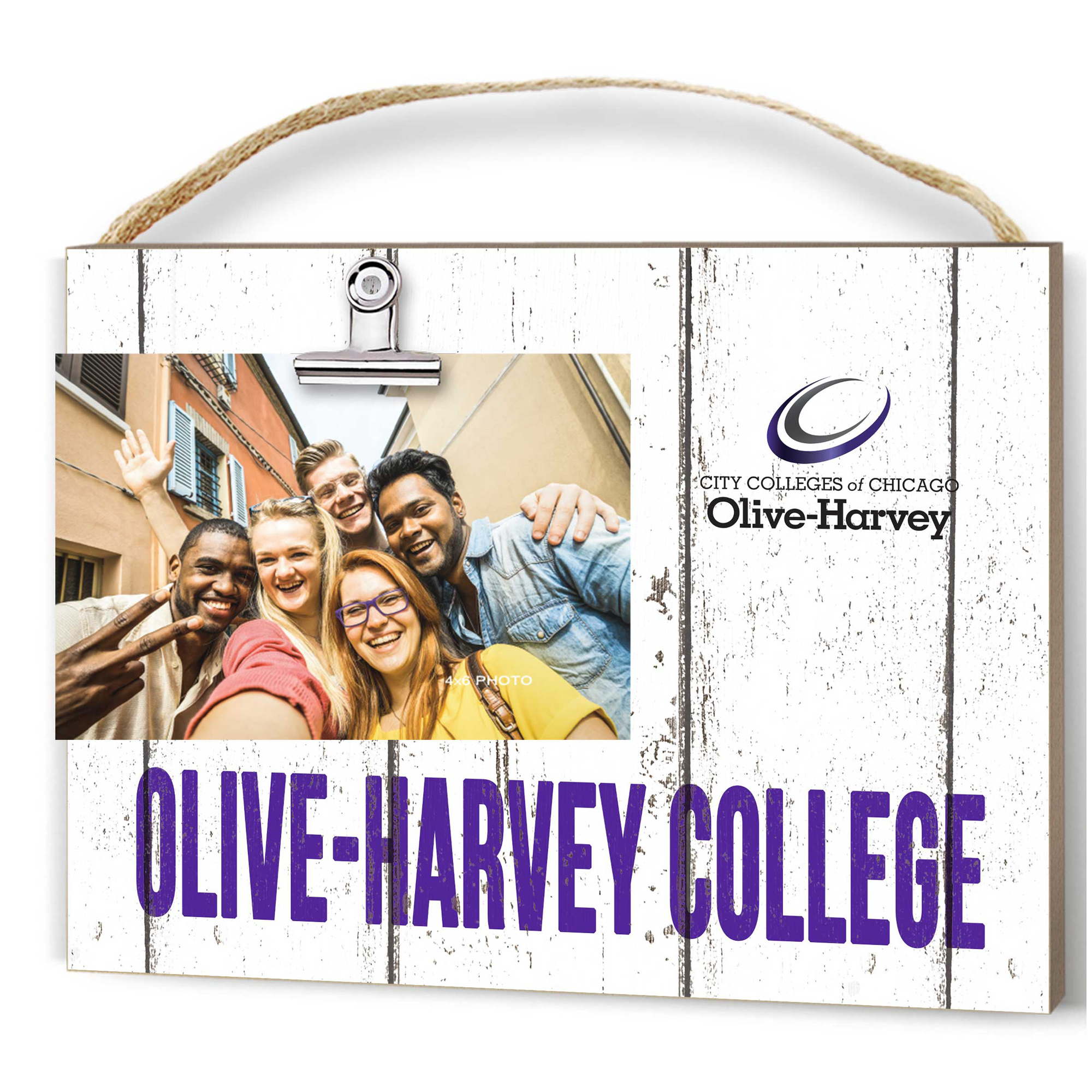 Olive-Harvey College Purple Panthers 8'' x 10'' Weathered Design Clip It Frame