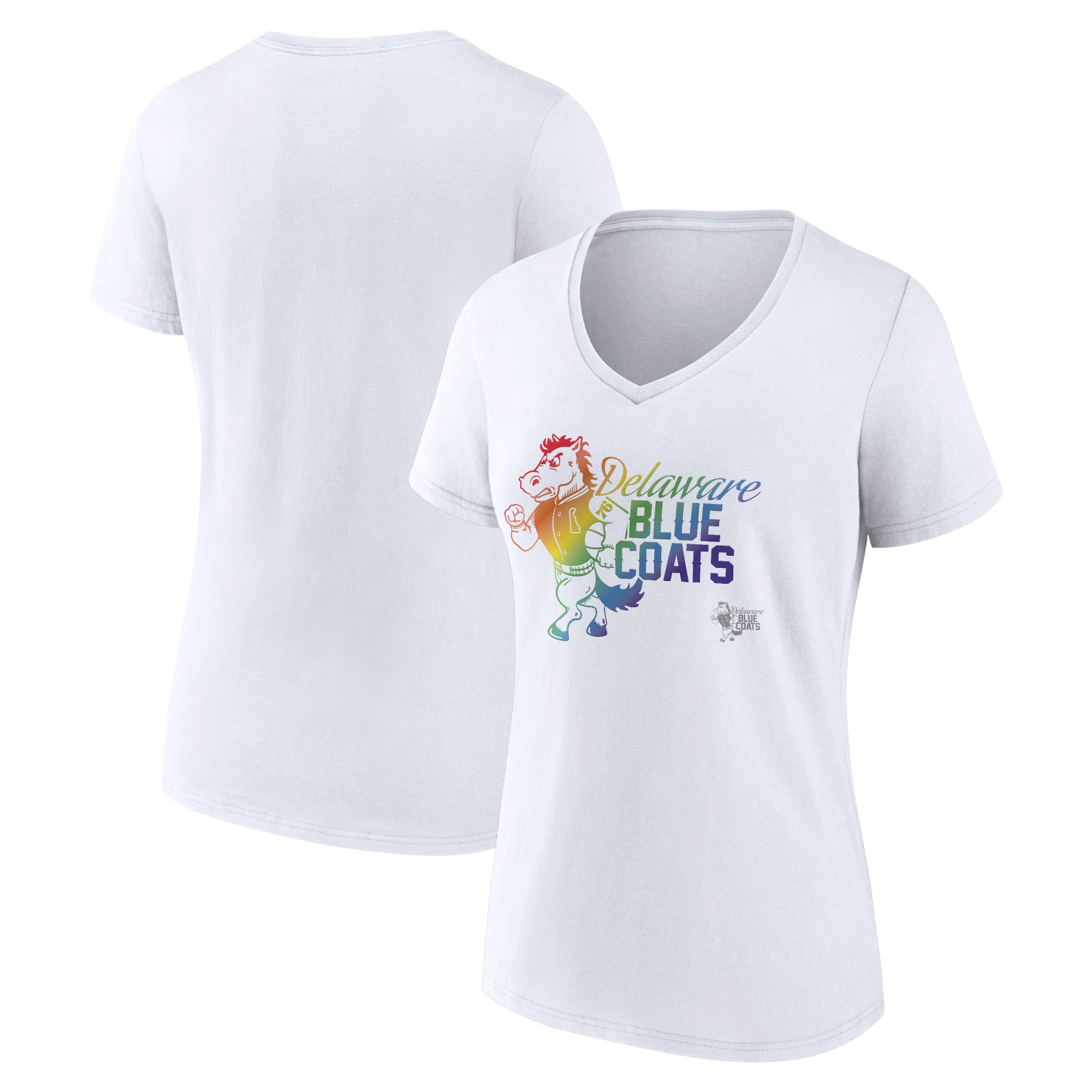 Women's White Delaware Blue Coats Pride Logo V-Neck T-Shirt