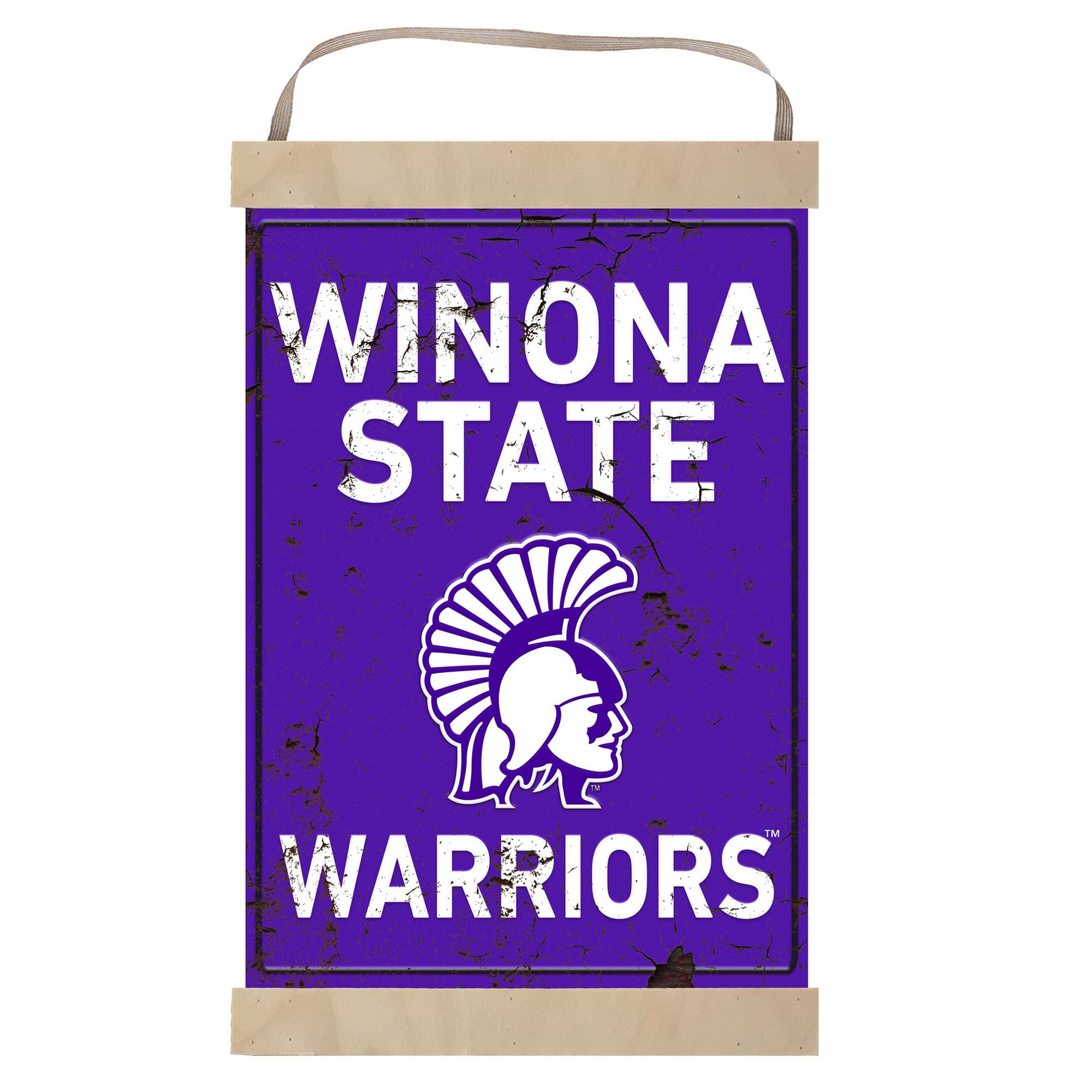 Winona State Warriors 12" x 20" Faux Rust Banner Sign