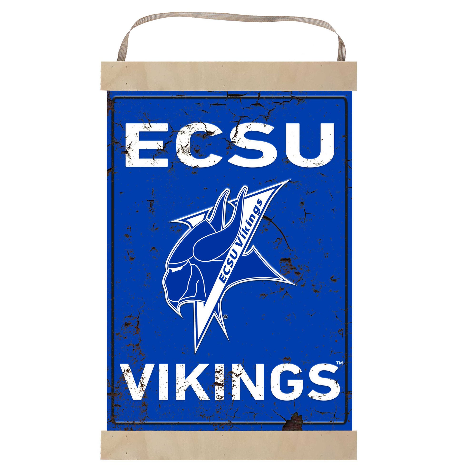 ECSU Vikings 12" x 20" Faux Rust Banner Sign