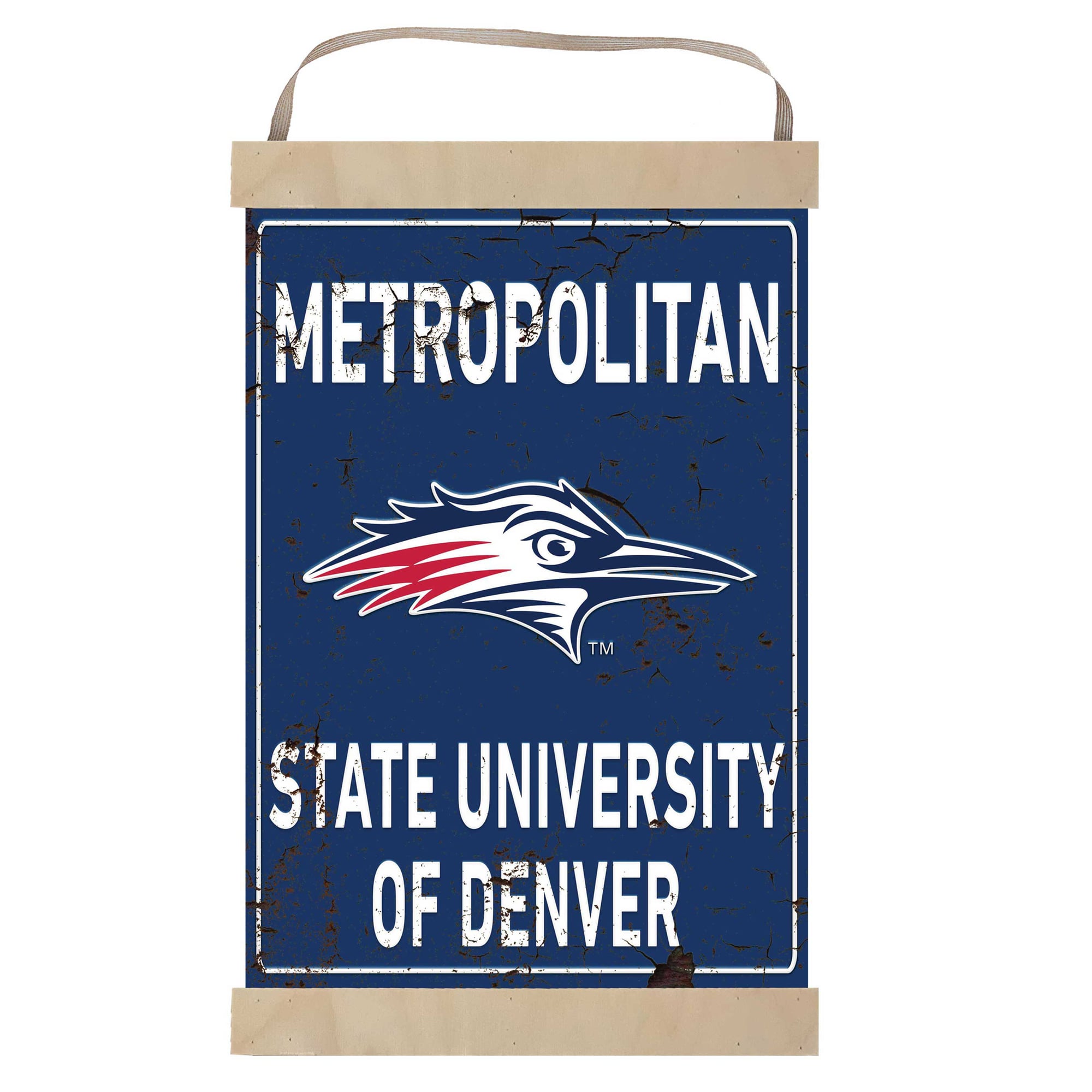 MSU Denver Roadrunners 12" x 20" Faux Rust Banner Sign