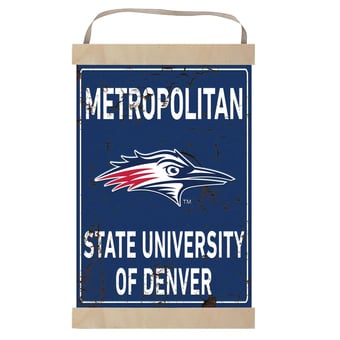 MSU Denver Roadrunners 12" x 20" Faux Rust Banner Sign