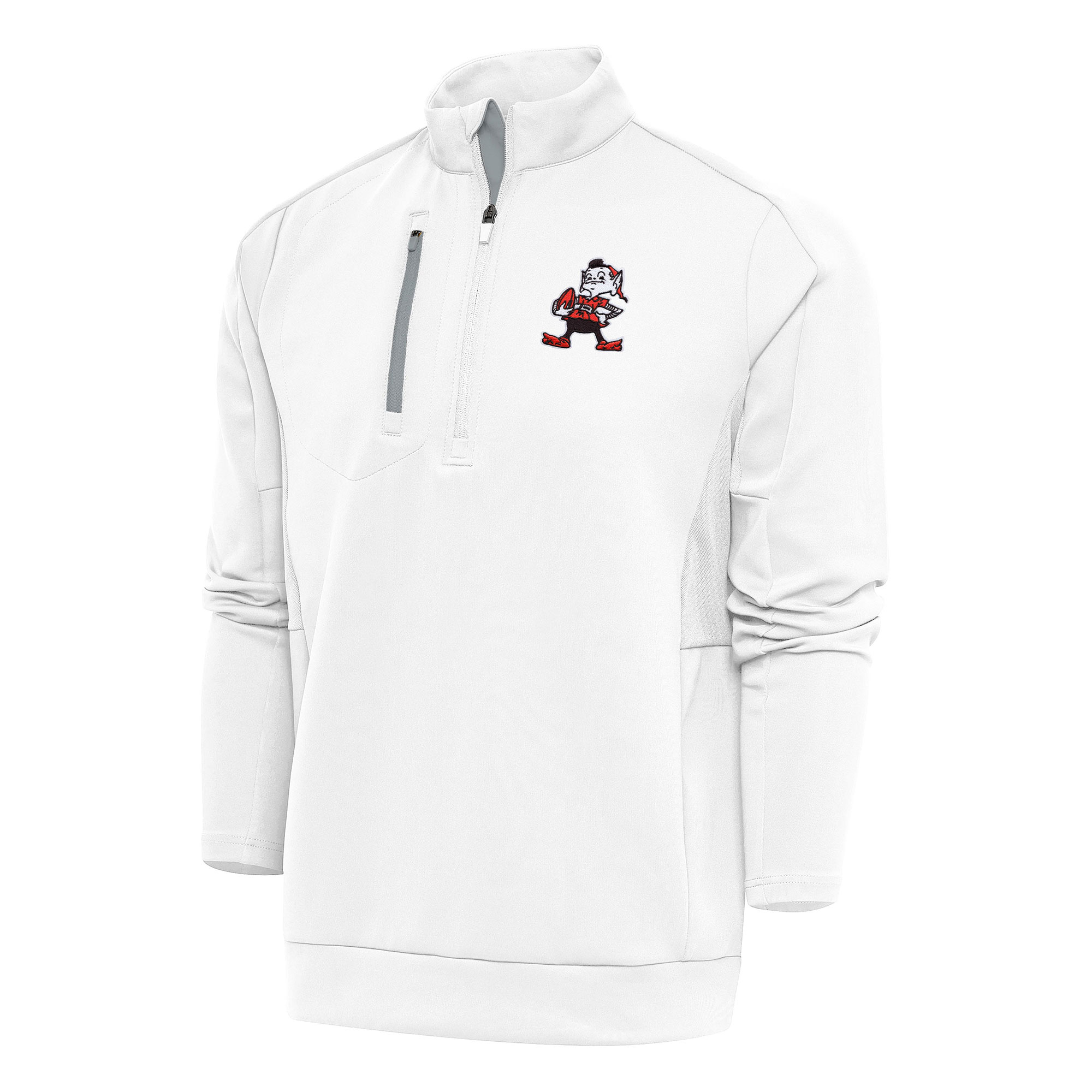 Antigua Men's White Cleveland Browns Team Logo Throwback Generation Quarter-Zip Pullover Top - White, Silver