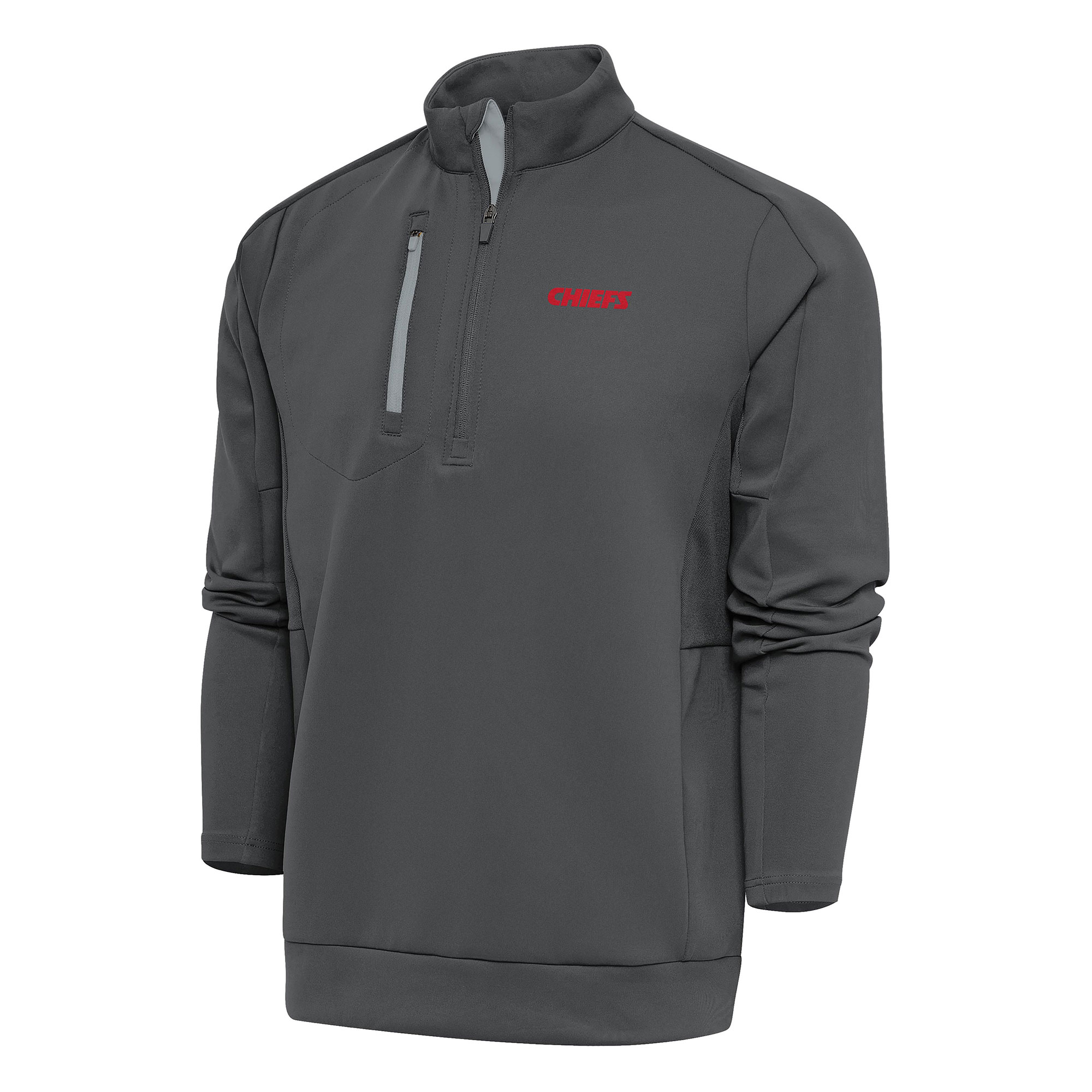 Men's Antigua Charcoal Kansas City Chiefs Team Logo Throwback Generation Quarter-Zip Pullover Top