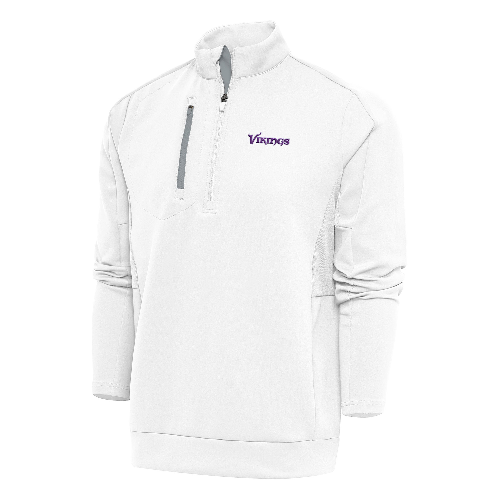 Antigua Men's White Minnesota Vikings Team Logo Throwback Generation Quarter-Zip Pullover Top - White, Silver