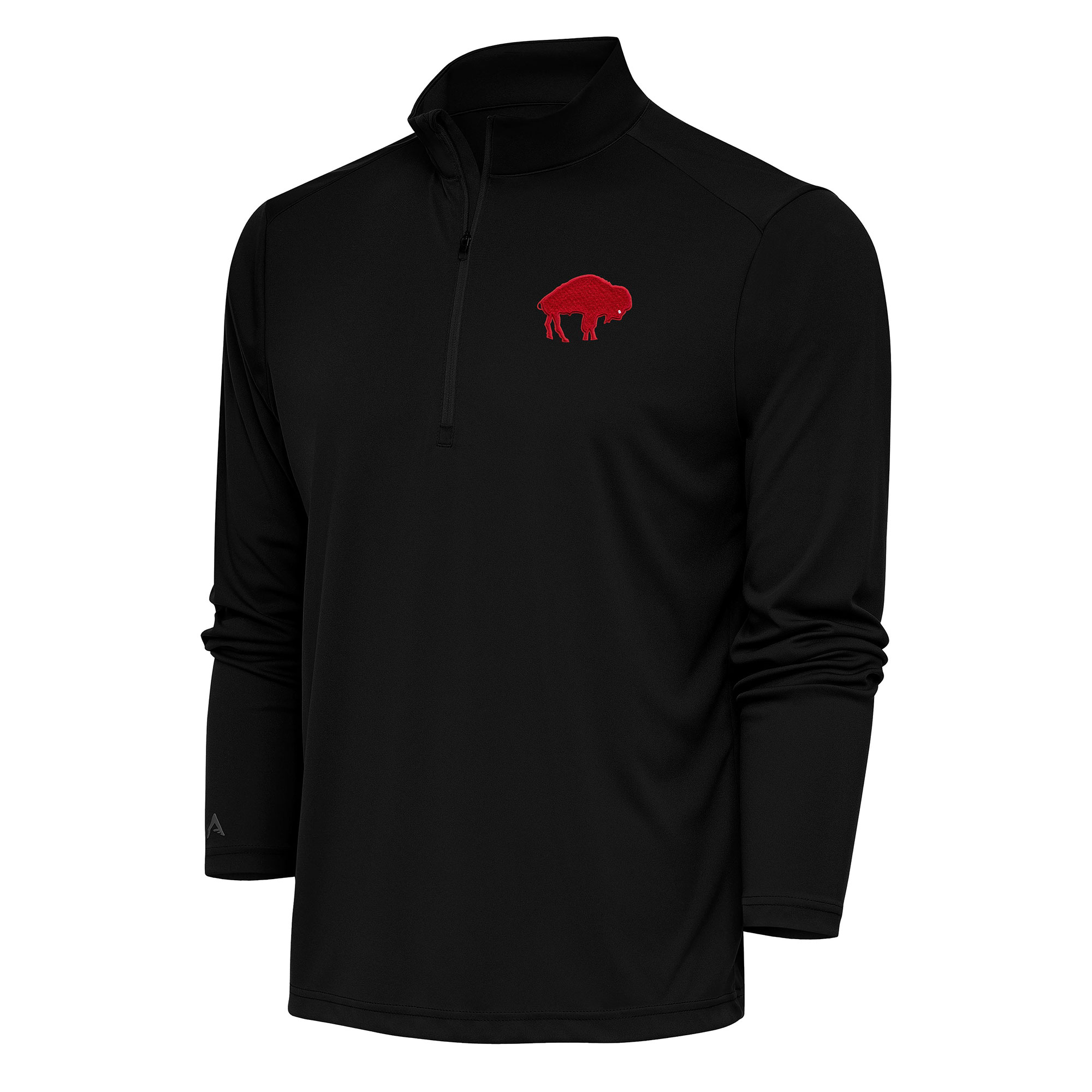 Antigua Men's Black Buffalo Bills Team Logo Throwback Tribute Quarter-Zip Pullover Top - Black