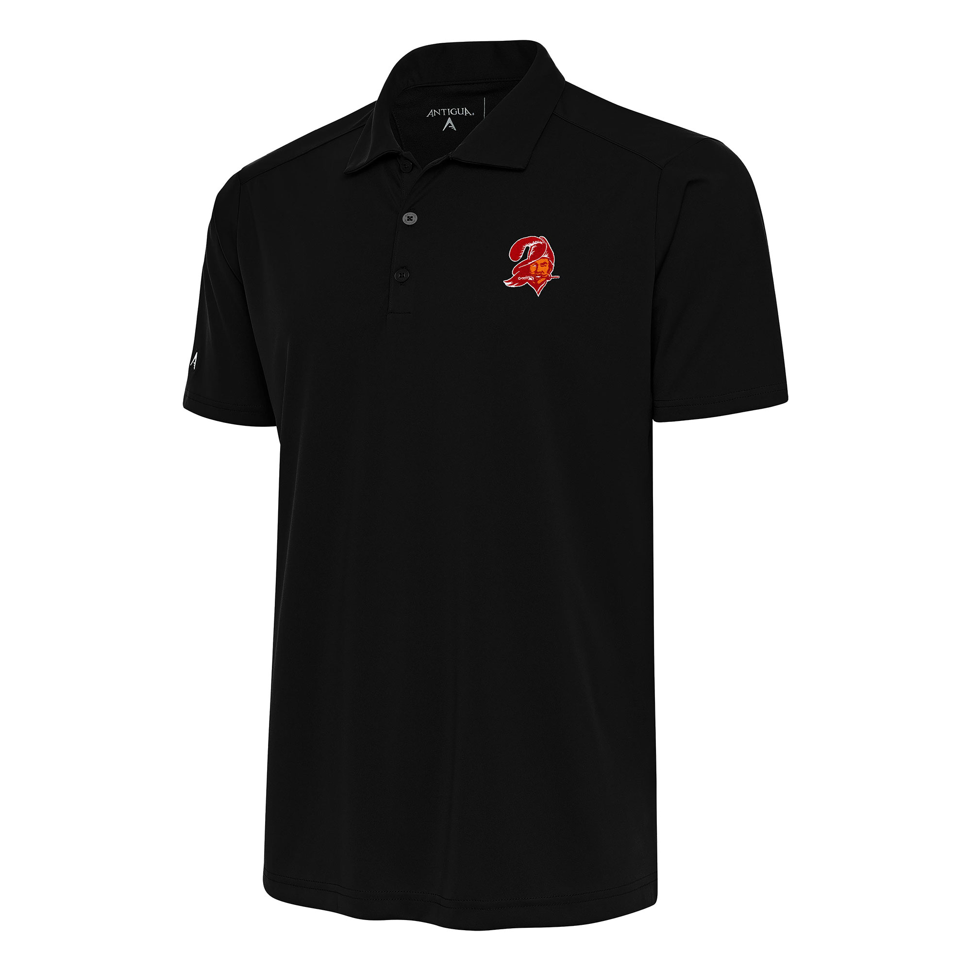 Men’s Antigua Black Tampa Bay Buccaneers Team Logo Throwback Tribute Polo Men’s Antigua Black Tampa Bay Buccaneers Team Logo Throwback Tribute Polo