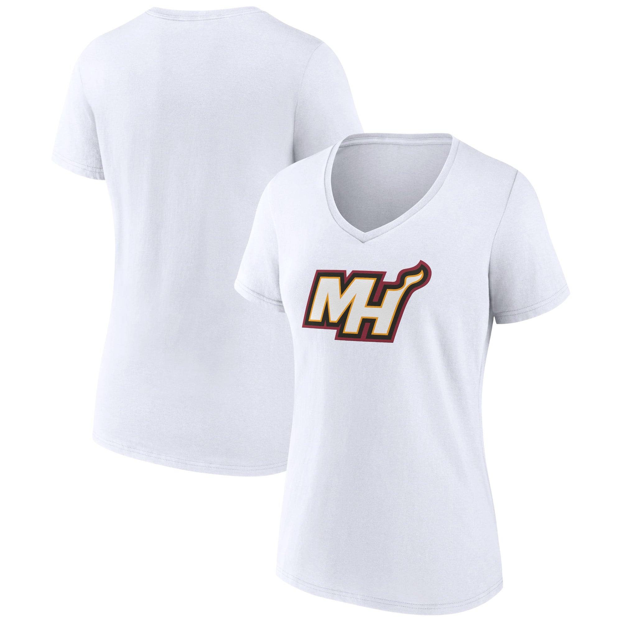 Women's White Miami Heat Alternate Logo V-Neck T-Shirt