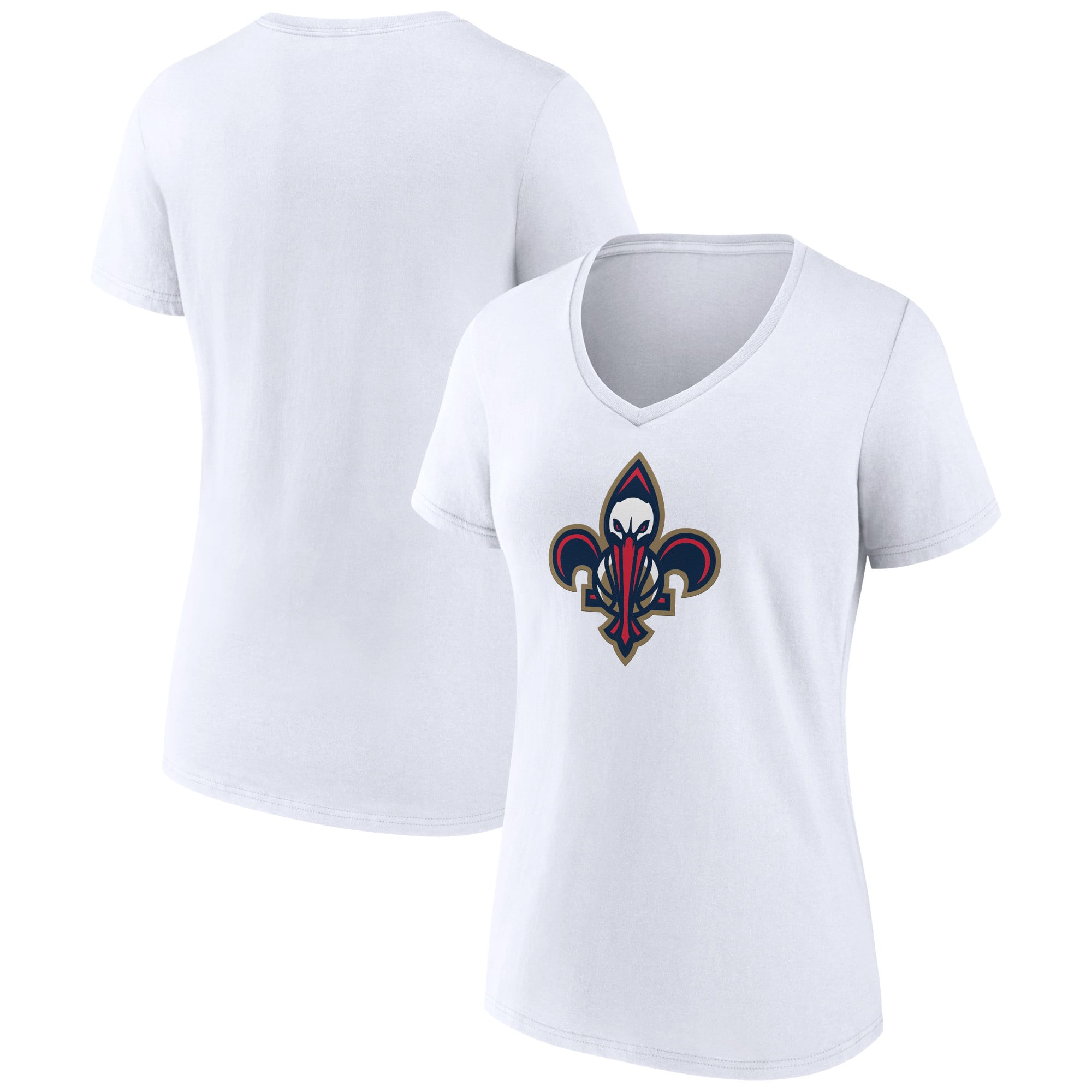 Women's White New Orleans Pelicans Alternate Logo V-Neck T-Shirt